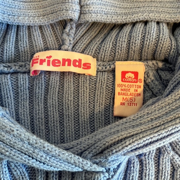 Just Friends 100% Baby Blue Heavy Gauge Cable Hooded Knit Sweater Kids Sz 5 EUC - Picture 4 of 4